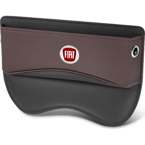 Boîte de rangement en cuir pour siège auto (marron) compatible avec FIAT Abarth 500 Panda Bravo Punto Ducato Freemont Linea Stilo Doblo (1/5)