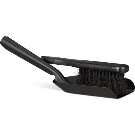 Pratico set di pala e scopa per camino e giardino, pulizia durevole in acciaio nero 130003778