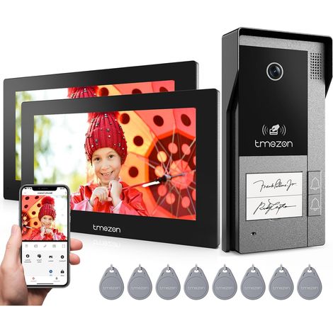 M790 Visiophone sans Fil 2 Familles,Interphone Vidéo Connecté 2 Fils avec 2 Moniteurs Tactiles IP,Sonnette Filaire Extérieur à Vision Nocturne, Ouverture Porte par Badges/App (1/5)