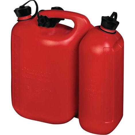 Bidon pour voiture double 5,5L + 3L – HDPE rouge – Longueur 316mm – Largeur 145mm – Conforme ONU ADR/GGVSEB