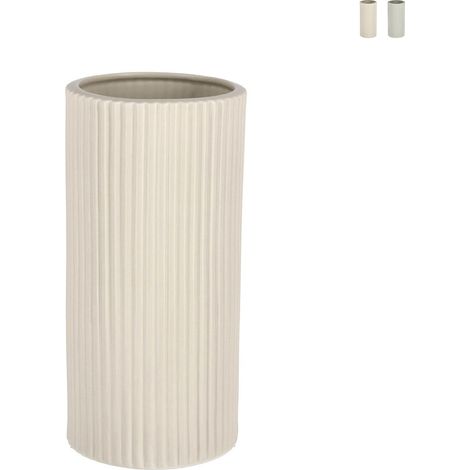 Cache-pot cylindrique en porcelaine pour plantes d'intérieur Ø12,5x26 cm Vivy L YES - Blanc cassé (1/3)