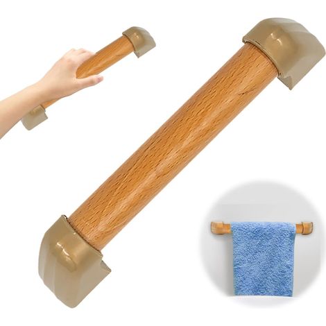 Poignées d'Appui en Bois pour Douche et Salle de Bain - Support pour Personnes Âgées et Désactivées en Plein Air