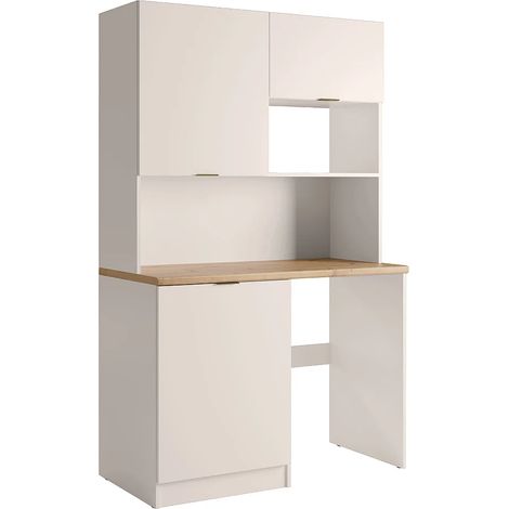 Mobile multifunzione angolo cottura e lavanderia - Con piano di lavoro 120 cm - Beige e naturale - CARMEO