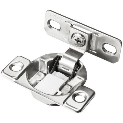 Charnière pour cadre de façade avec fermeture automatique - Décor : Nickelé - Diametre boîtier : 35 mm - Matériau : Acier - Ouverture : 110° - Profondeur boîtier : 11 mm