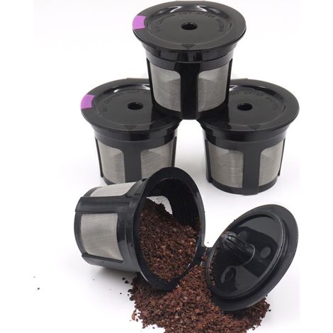 Lot de 4 filtres à café, porte-filtres réutilisables, PP, noir (1/5)
