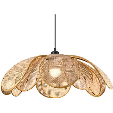 Suspension Boho Petal, Suspension en Rotin Tissé à La Main de Style Wabi-sabi, Lustres de Ferme pour îlot de Cuisine, Salle à Manger, Restaurant, Chambre à Coucher, D: 50cm/20inch (1/5)