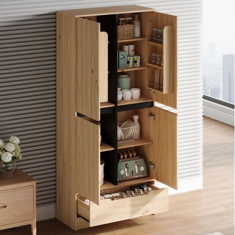 Table basse 100 x 50 cm en MDF noyer avec rangement pour petit salon contemporain - CHICFURN (1/5)