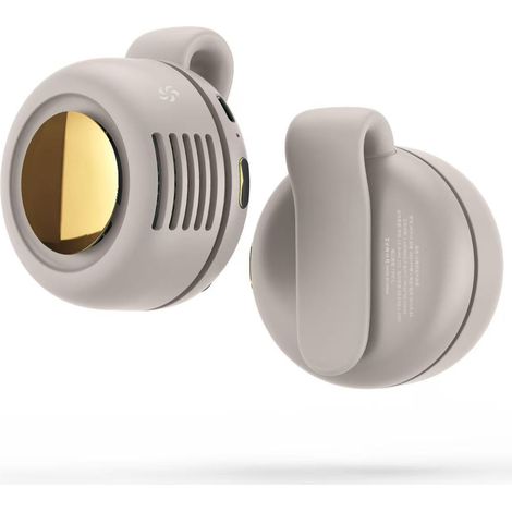 2er-Pack tragbarer Clip-Ventilator, USB-wiederaufladbar, Mini-Ventilator ohne Rotorblätter, 360° drehbar, 3 Geschwindigkeitsstufen, leise Kühlung, geeignet für Büro und Reisen, Beige (1/3)