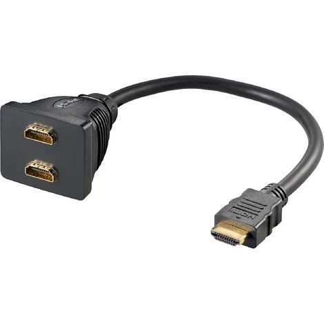 Repartiteur de signal HDMI femelle x2.HDMI male 0.1m noir