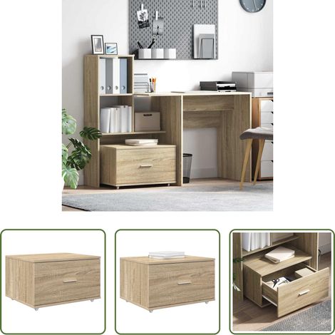 vidaXL Sonoma-Eiche - Schubladenschrank Mit Rad Sonoma-Eiche 55 x 45 x 31 cm (1/5)