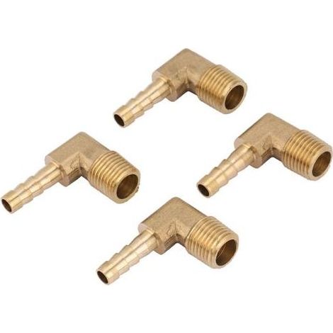 Raccord coudé à filetage mâle en laiton, 4 pièces, raccord cannelé pour tuyau G1/4" 6 mm (1/5)