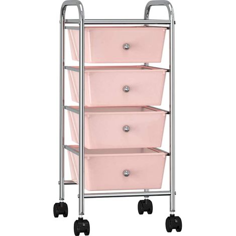 vidaXL Carrito de almacenaje portátil 4 cajones plástico rosa (1/5)
