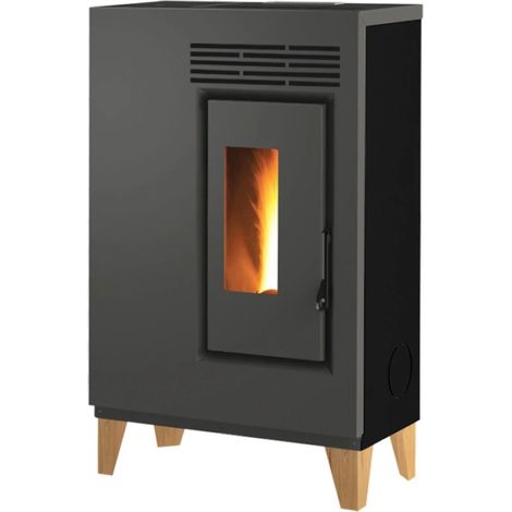 stufa a pellet slim caris "fiore" con piedini nero 5,0 kw