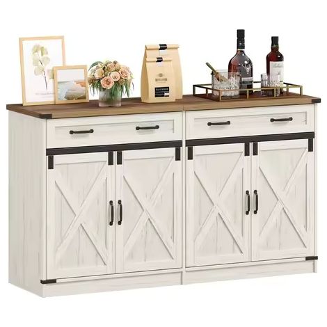 Armoire de cuisine style maison de campagne – Buffet avec 1 tiroir, 2 portes, étagères réglables pour rangement de cuisine (1/5)