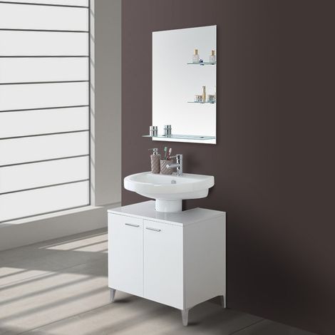 Mobile Sotto Lavabo Copricolonna da Bagno Bianco Lucido Feridras (1/6)