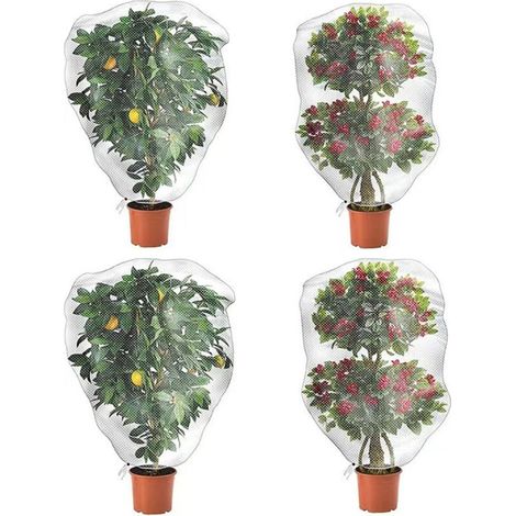 4 Pièces Sac de Plantes avec Cordon de Serrage,Filet Anti Insecte,Anti-Insectes en Maille Fine Filet de Protection des légumes,pour la Protection des Légumes, Fleurs et Fruits(80X80CM) (1/4)