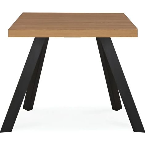Tavolo Quadrato 80x80 cm da Pranzo Piano Legno Chiaro Struttura Nera