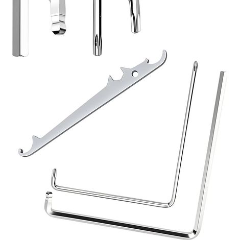 Kit de clés de réglage pour fenêtres en acier haute qualité – avec tête sphérique et embout T15 – pour crémones et ferrures de fenêtres (2 clés + outil pour équerre d’angle) (1/5)