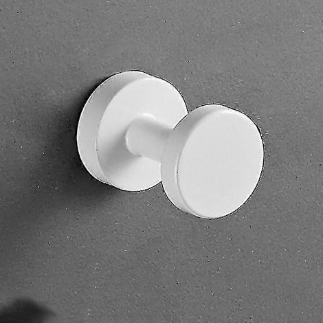 Lot de 2 crochets muraux ronds en aluminium spatial pour vêtements, à coller, pour salle de bain. (1/2)