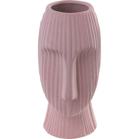 Jarrón de gres rosa melocotón 25 cm florero forma de cara minimalista Pallini (1/5)