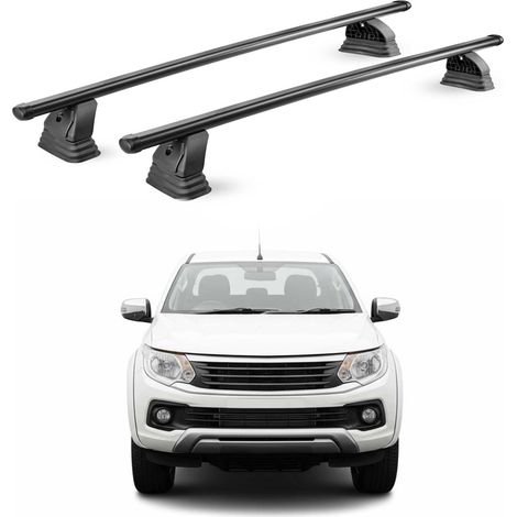 OMAC Barres de toit transversales en acier pour Fiat Fullback Double Cab / Singe Cab 2016-2019 – TÜV / DIN 75302:2019 – Antivol inclus – Rainure en T (accessoires) – Charge max 75 kg – 2 barres – Noir (1/5)