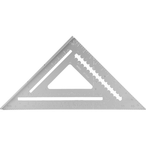 Équerre triangle 12 pouces angle droit en aluminium blanc inoxydable, outil de mesure de menuiserie, rapporteur pour profilés aluminium. (1/5)
