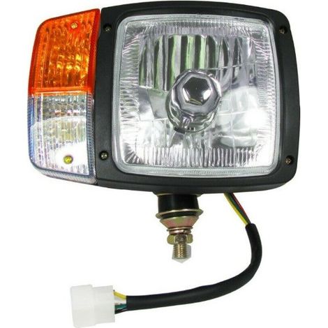 Rechter Kristall-Scheinwerfer mit Kabel, Scheinwerfer mit Blinker, Positionsleuchte für Traktor, Bagger, Mähdrescher, Radlader,