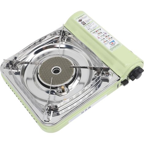 Réchaud à gaz infrarouge portable, vert, allumage automatique, pare-vent, acier inoxydable, avec étui de transport, brûleur à gaz pour camping, pique-nique et barbecue (1/5)