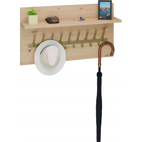 Kleiderbügel Loft 70 cm – Gold + Eiche, massiv und stilvoll (1/5)