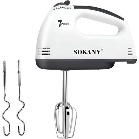 Batteur Électrique - SOKANY - 180W - 7 Vitesses - Fouets Inox - Noir / Blanc