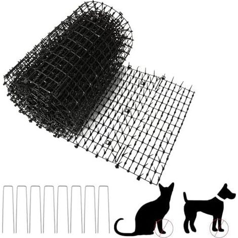 Anti-Katzenmatte 400 x 30 cm, mit 8 Spikes, schwarz, wehrt Hunde ab, hält Tiere fern, für drinnen und draußen, Garten (1/5)