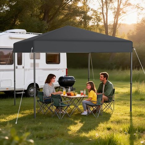Tonnelle pliante 3x3m anthracite imperméable réglable en hauteur avec sac de transport (1/5)