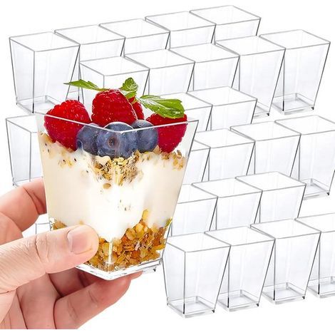 longziming - Coupes à dessert - 25 pièces - Verres à dessert - 160 ml - Réutilisables - Coupes à dessert - Récipients alimentaires - Pour pudding, mousse et buffet - transparent (1/5)