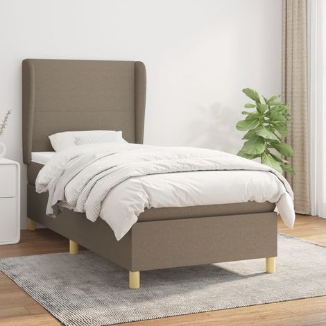 Sommier à lattes de lit avec matelas Taupe 90x200 cm Tissu (1/5)