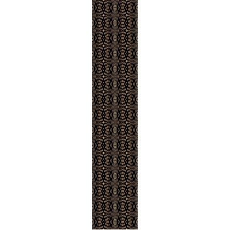 Papier Peint Intissé Pré-encollé Rouleau Wallpaper Scandinave Art Déco Losanges Noirs et Effet Doré Adhésif Décorative - 1 Roulle de H300 x L60 cm (1/4)