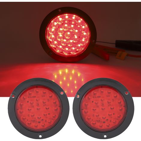 2-teiliges Set aus runden, wasserdichten Seitenmarkierungsleuchten mit je 24 LEDs (4 Zoll) für Anhänger/LKW (1/5)