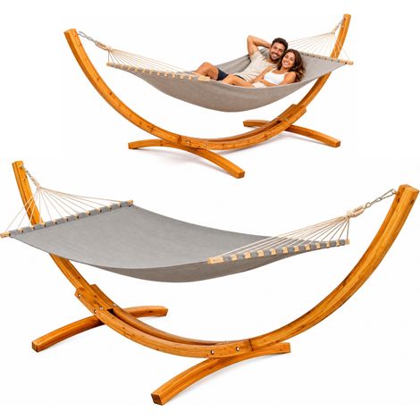 XXL Hamaca con Soporte de Madera 325 cm - Set Exterior para 2 Personas 150 kg (1/5)