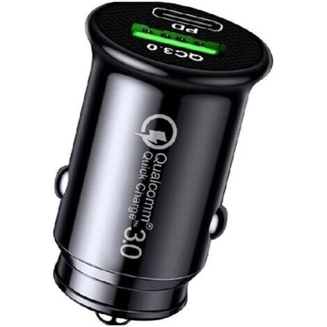 Pair Chargeur de voiture 2 ports USB, mini prise USB 12 V, adaptateur universel allume-cigare Type-C PD QC3.0 (1/5)