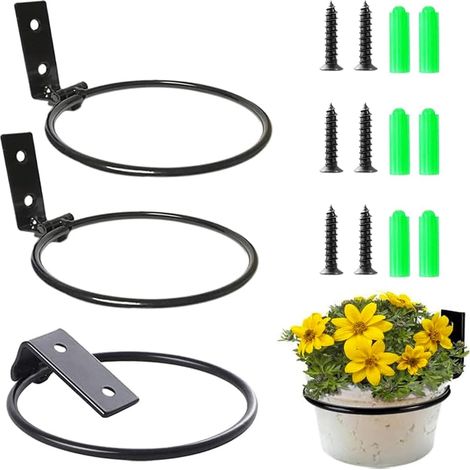 3 Pièces Support Mural pour Pot de Fleur, Anneau de Support de Pot de Fleur, Supports Muraux pour Pot de Fleurs, Anneau de Pot de Fleurs en Métal, pour la Maison, Le Jardin, Le Balcon et l'extérieur (1/5)