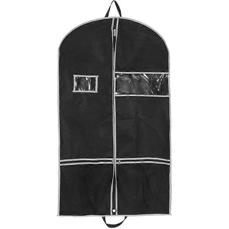 Housse de voyage pour costume, porte-costume pour homme, housse à vêtements respirante avec 2 poches en filet et 1 poche en PVC pour le rangement dans une armoire de voyage. (1/4)