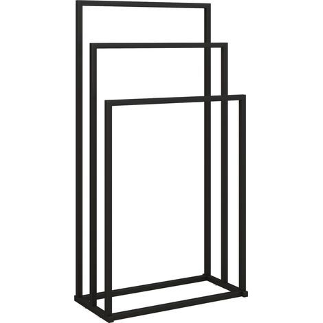 Porte-serviettes sur pied à 3 barres en acier, échelle porte-serviettes pour salle de bain, 45 x 21,5 x 85 cm (1/5)