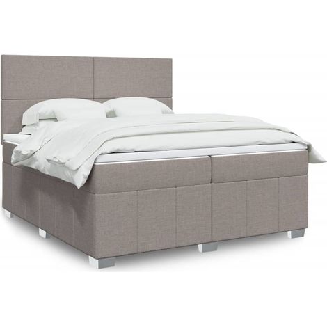 vidaXL Sommier à lattes de lit avec matelas Taupe 200x200 cm Tissu (1/5)