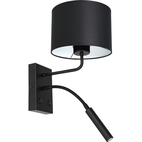 Applique Arden noire liseuse 2 interrupteurs E27+G9