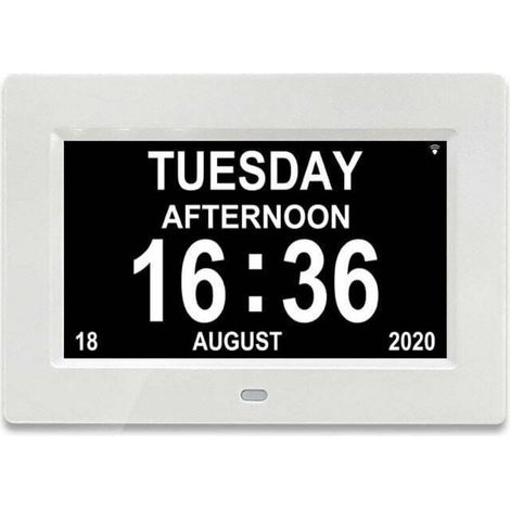 7-inch LCD digital calendar clock with date and time for parents (white) (1/4)