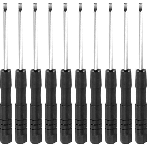 Sollbry Mini tournevis à fente, tête plate de 2,0 mm pour la réparation électronique de lunettes de montre, 10 pièces,noir(8.5cm) (1/5)
