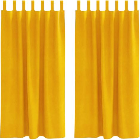 Rideaux occultants 2 pcs Jaune moutarde 140 x 175 cm Velours
