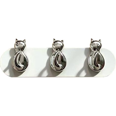 Wandregal in Katzenform mit 3 Haken – Wandorganizer für Taschen, der ohne Bohren montiert werden kann (1/5)