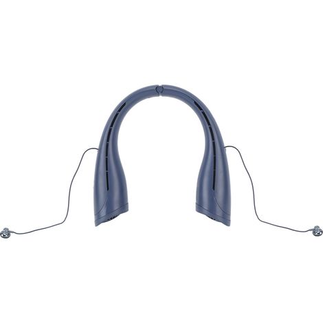 Ventilateur de cou Bluetooth avec prise casque, rechargeable par USB, 4000 mAh, portable, mains libres, silencieux, bleu (1/5)