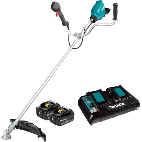 Makita - Decespugliatore a batteria 18V, sbraccio 43 cm, 2 batterie Li-Ion da 5,0 Ah, caricabatterie DUR369APT2