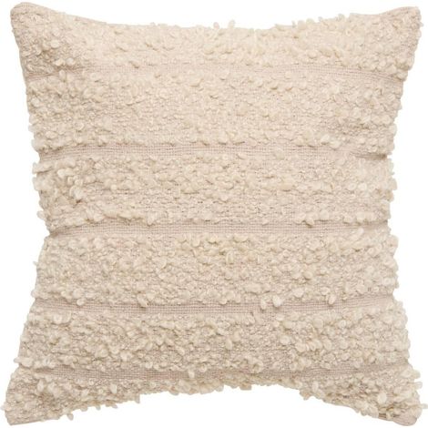Coussin Déco Bouclette "Beryl" 45x45cm Beige Lin (1/5)